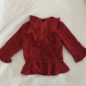 Topshop burgundy with white polkadots blouse